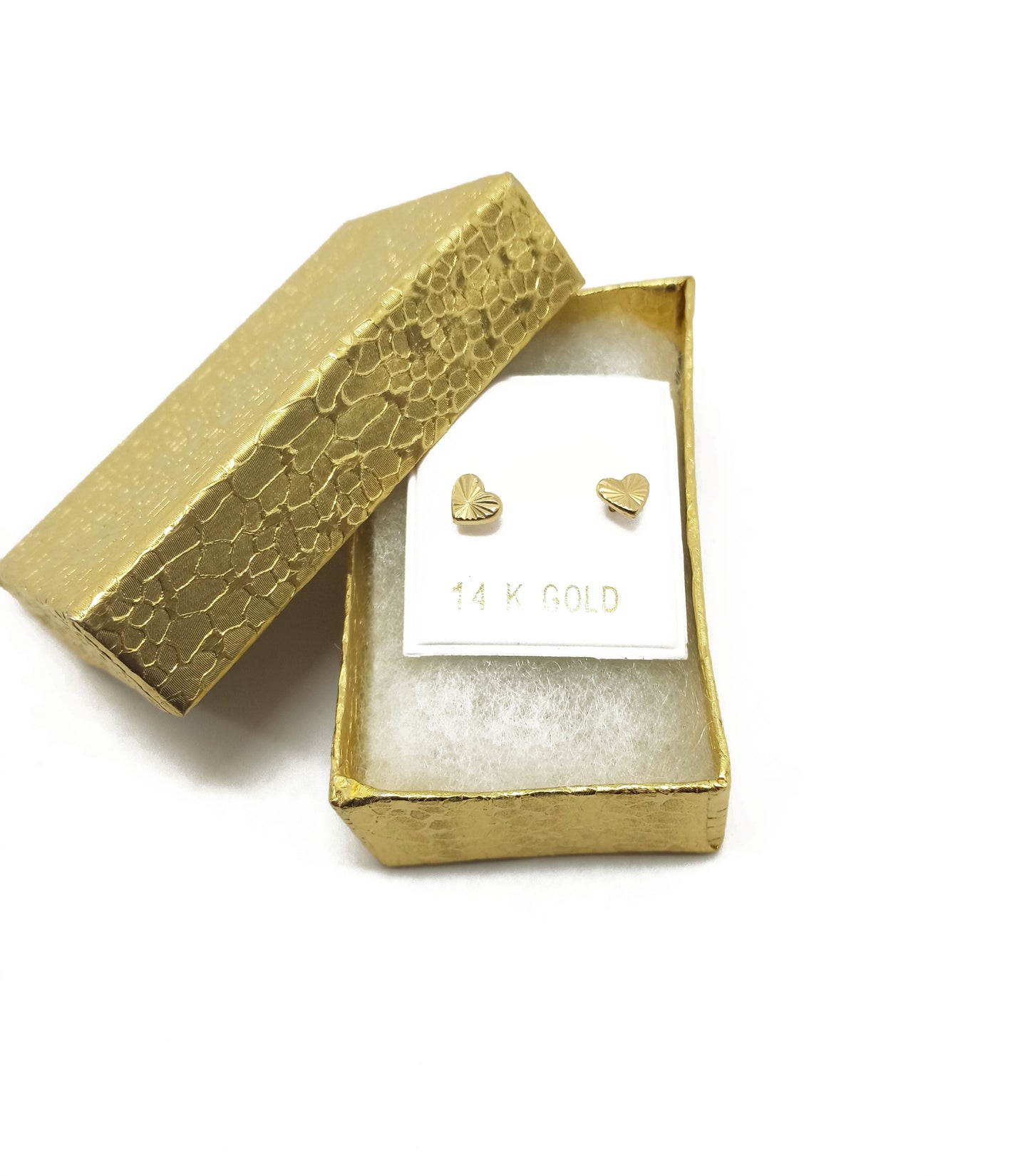 14K Yellow gold heart stud earrings