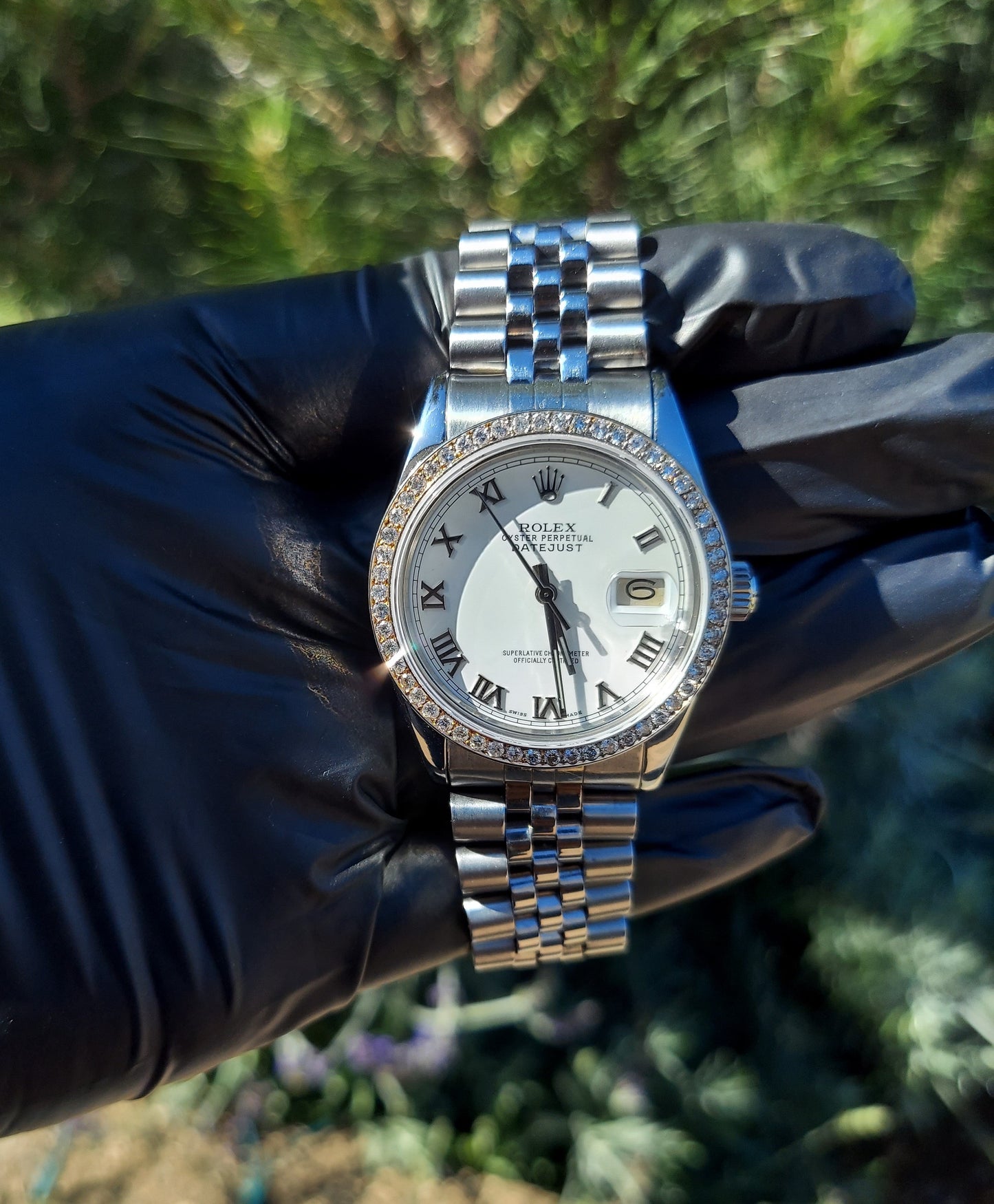 Rolex Mens 36mm Datejust 16000 White Roman Diamond jubilee
