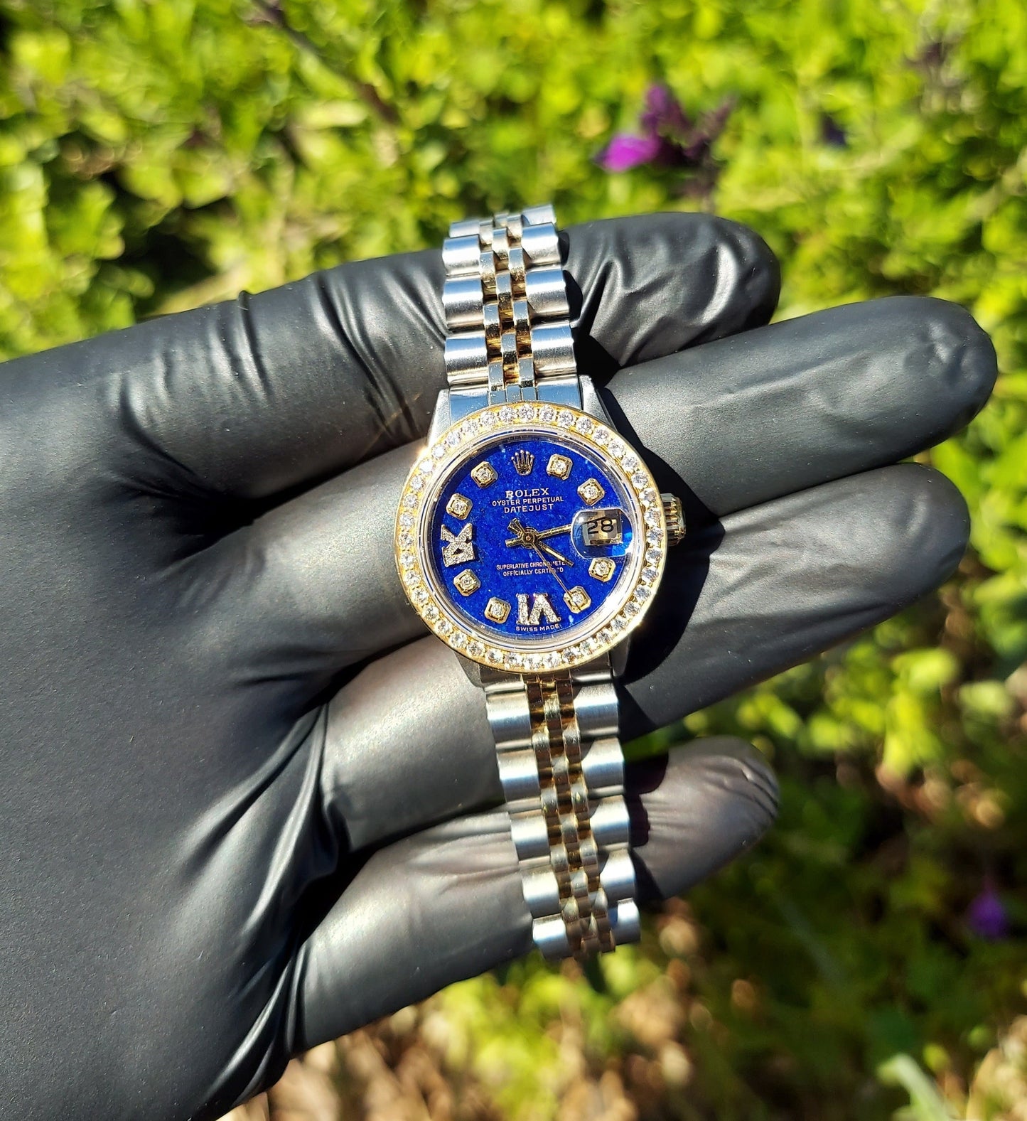 Rolex Ladies 26mm Datejust 6517 Diamond Roman Lapis
