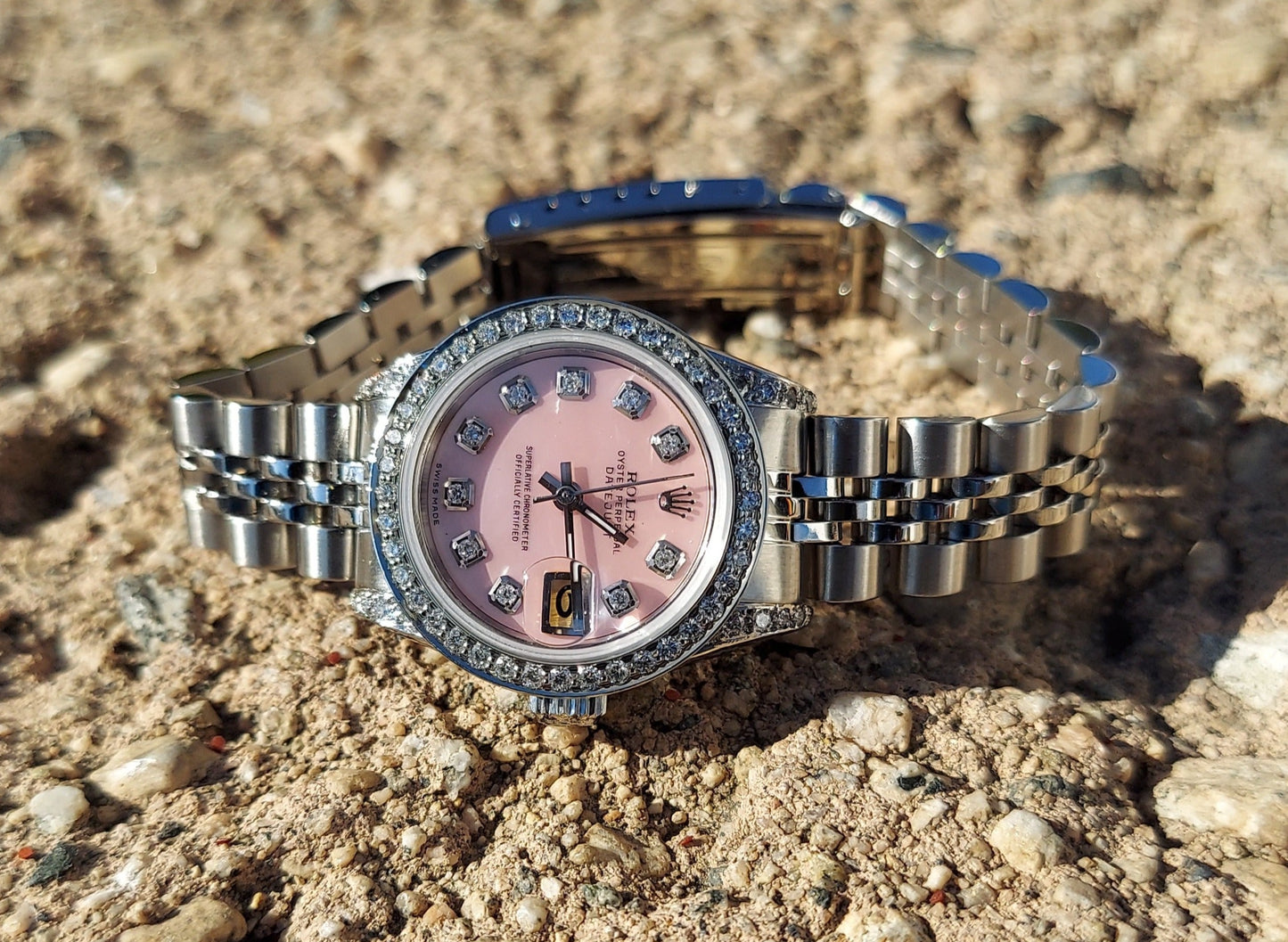 Rolex pre-owned ladies datejust 26mm 6917 Pink MOP diamond steel jubilee