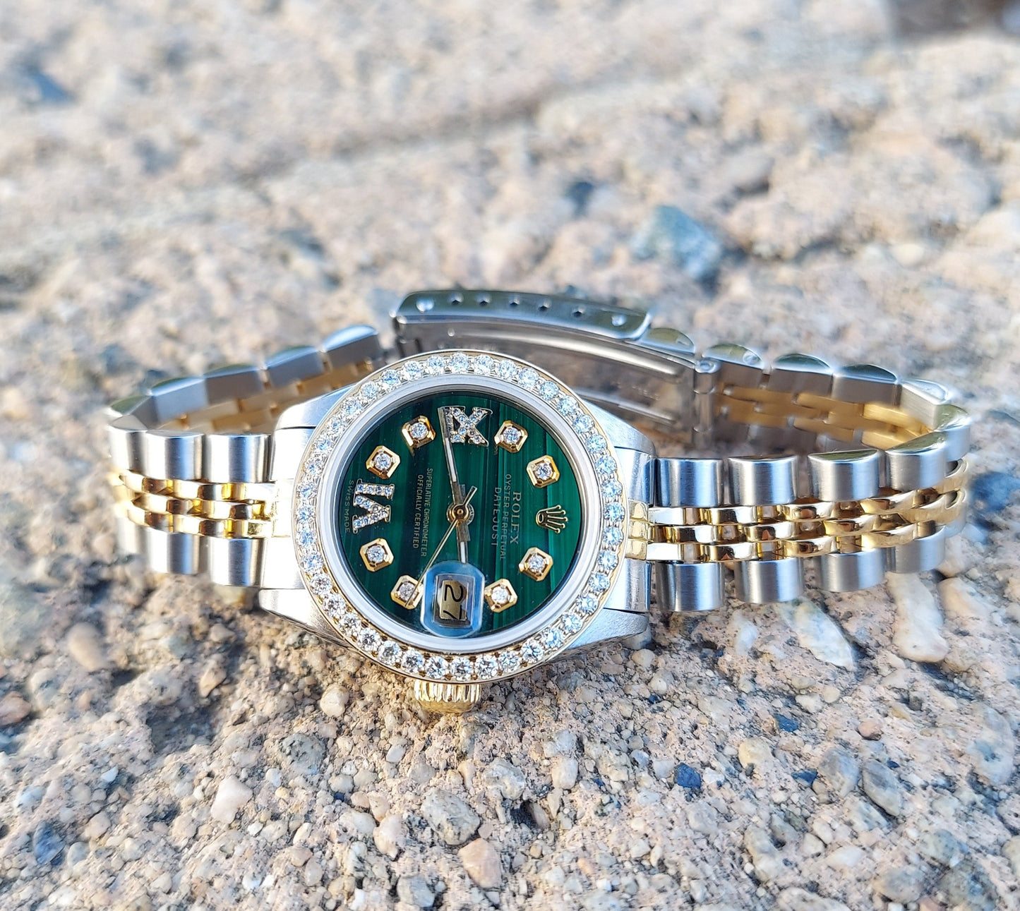 Rolex Ladies Datejust 26mm 6917 Malachite diamond roman jubilee