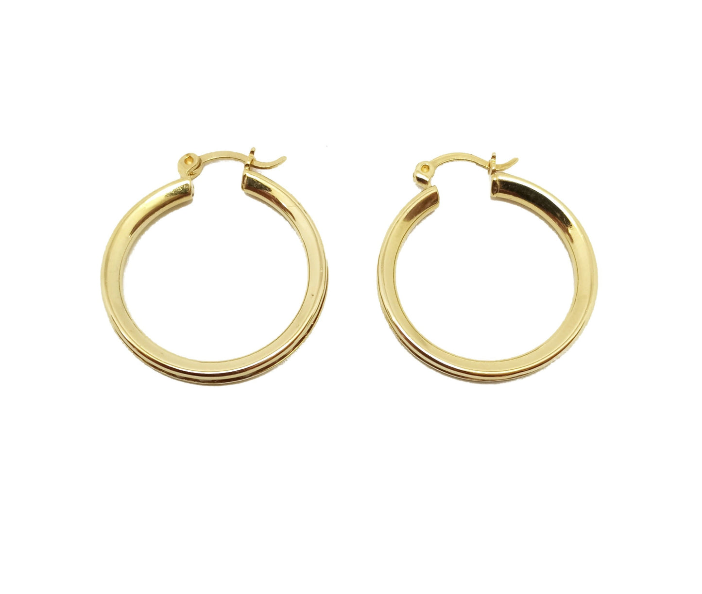 14K Yellow Gold Diamond Hoop Earrings