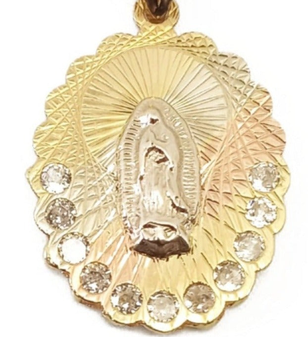 14K Yellow Gold Tri-Tone ZC Virgen Pendant