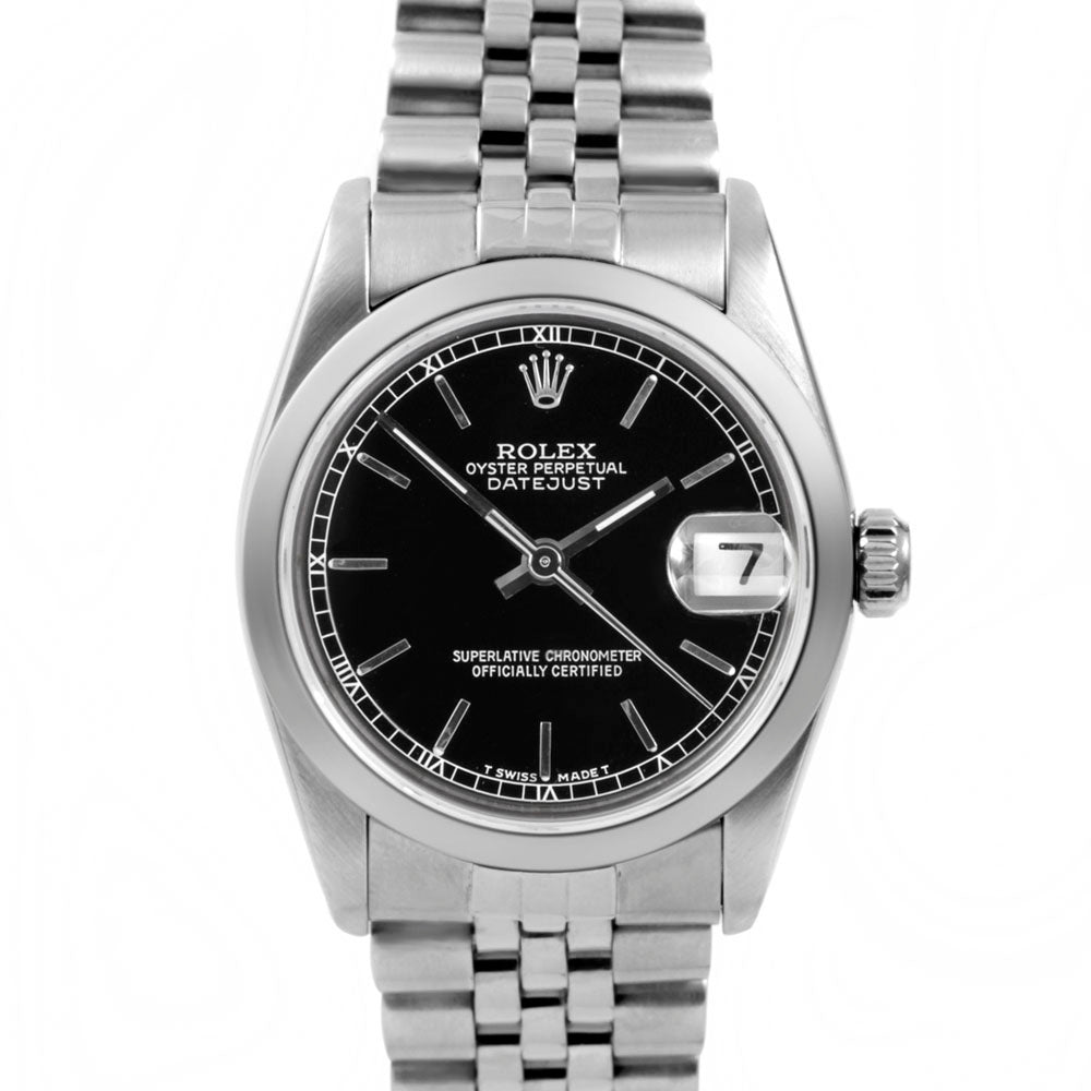 Rolex Ladies 31mm Datejust 68274 Black stick fluted.