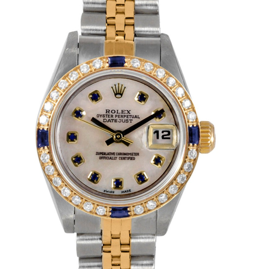 Rolex Ladies 26mm Datejust 69173 MOP Diamond sapphire Jubilee