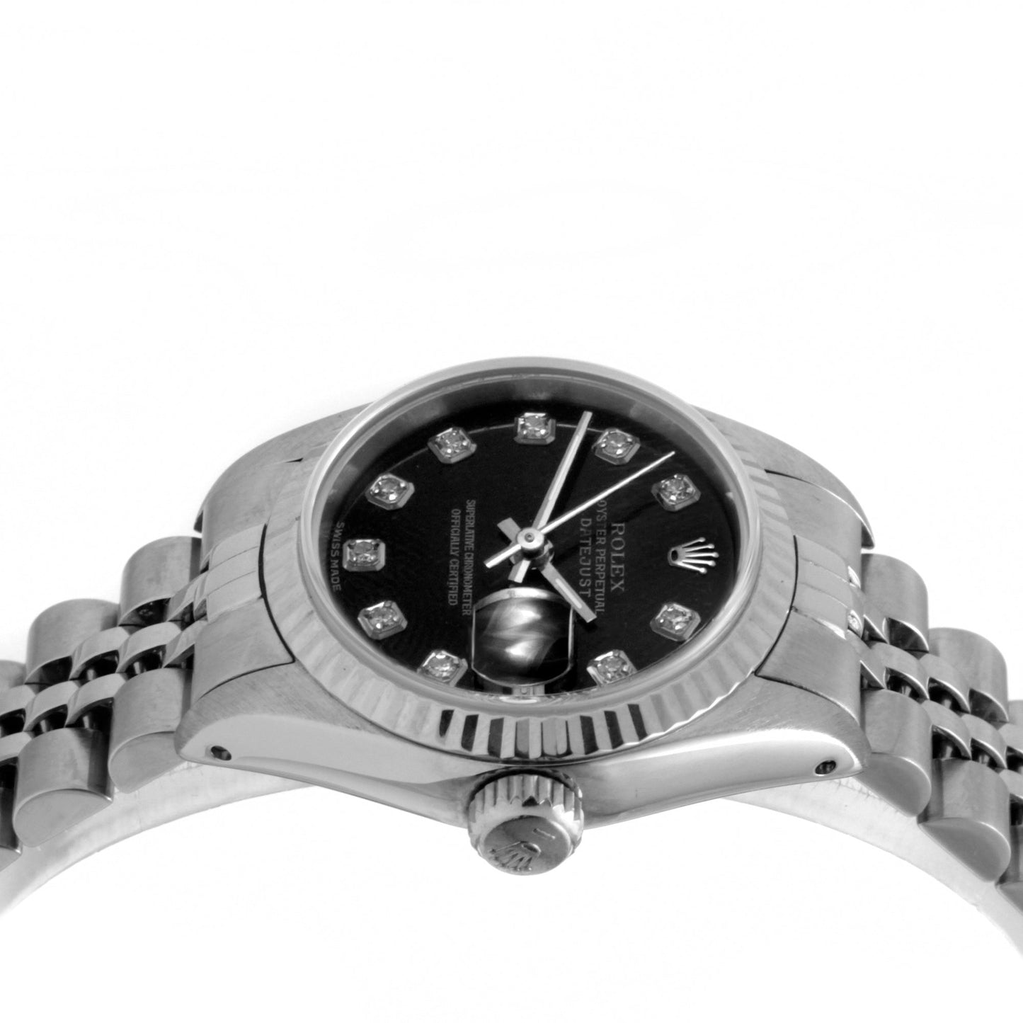 Rolex Ladies 6919 Datejust 26mm Black Diamond fluted jubilee