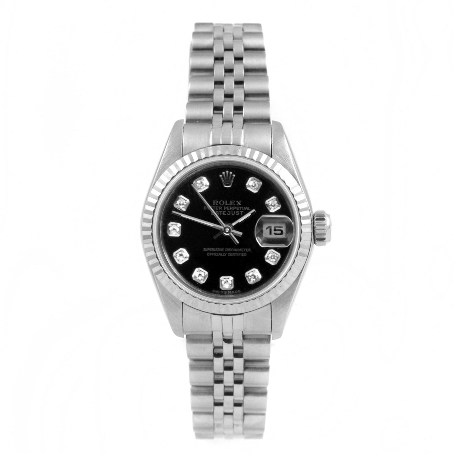 Rolex Ladies 6919 Datejust 26mm Black Diamond fluted jubilee