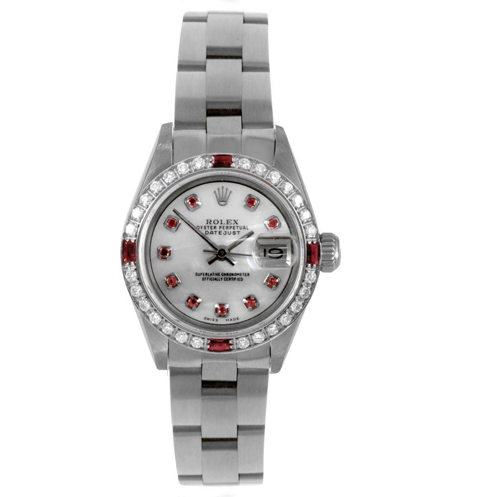 Rolex 26mm Ladies Datejust 6919 oyster MOP Ruby