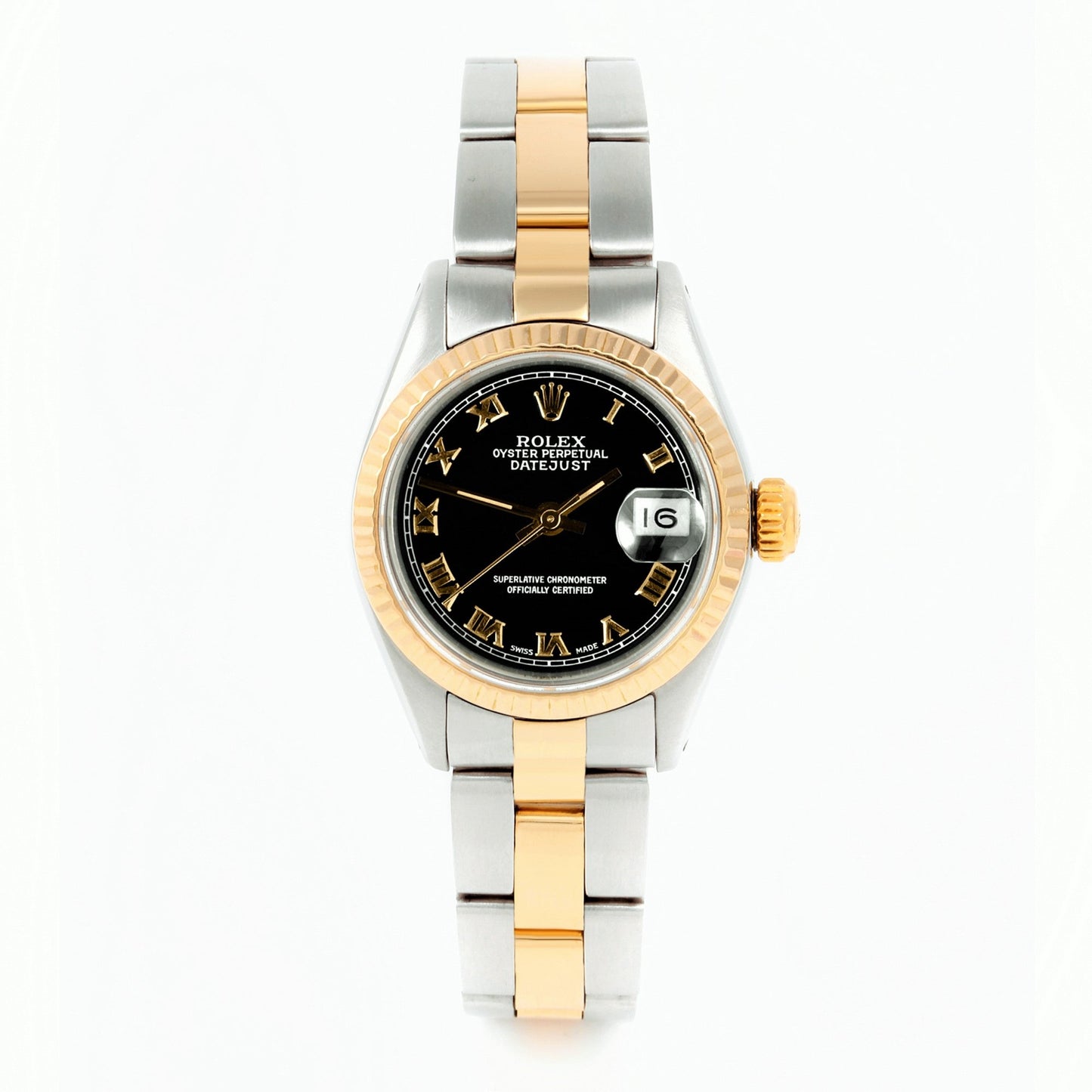 Rolex Ladies 26mm Datejust 6917 Black roman Fluted oyster