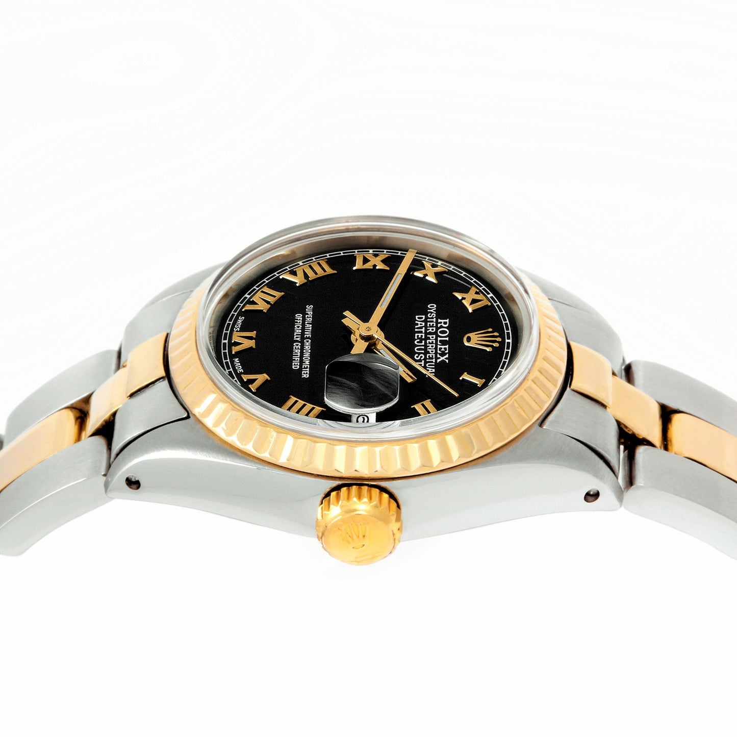 Rolex Ladies 26mm Datejust 6917 Black roman Fluted oyster