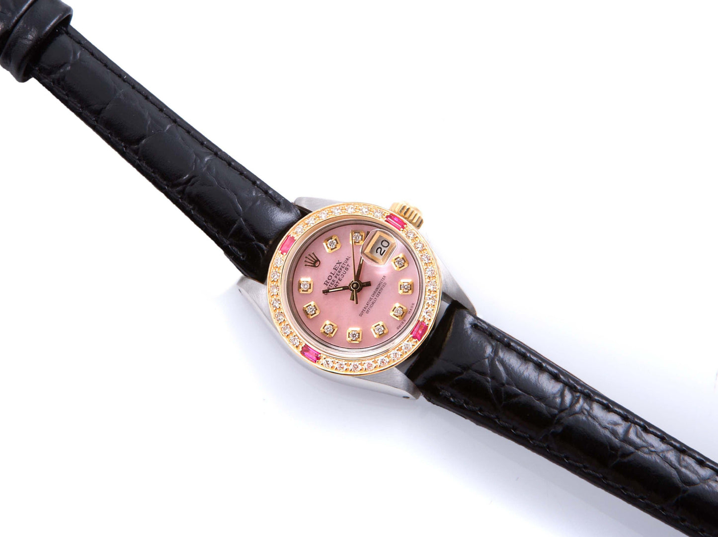 Rolex 6917 Ladies 26mm Datejust Pink MOP Diamond On leather