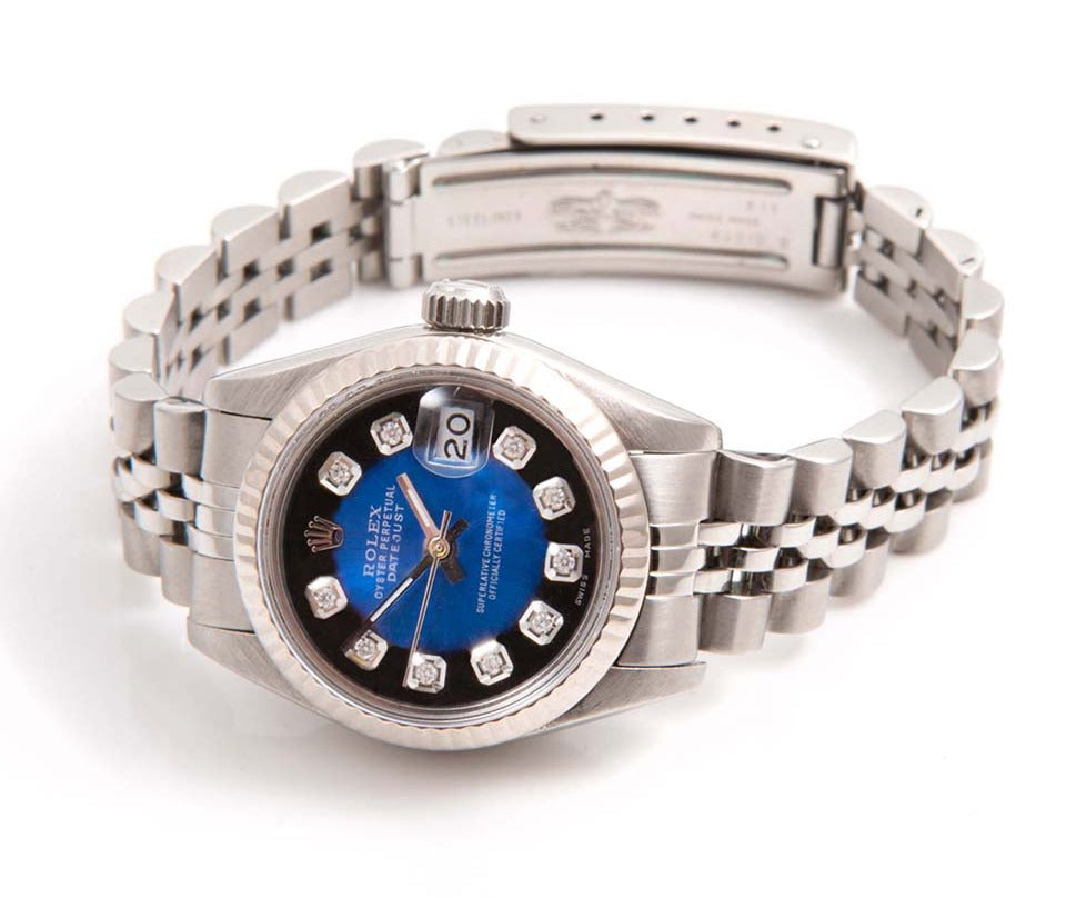 Rolex Ladies 26mm Datejust 6916 Blue Diamond Fluted