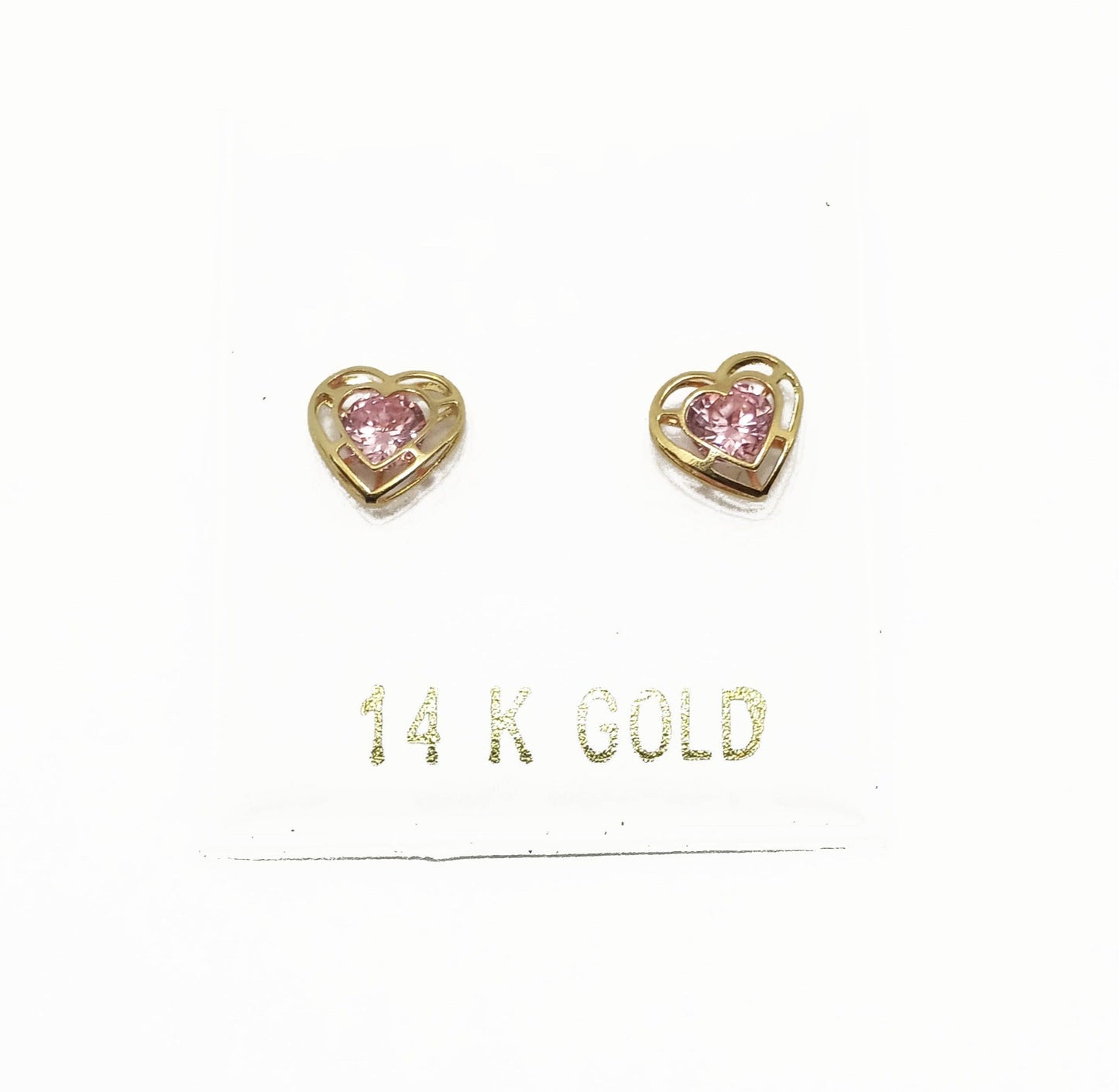 14K Yellow gold tourmaline Heart stud earrings
