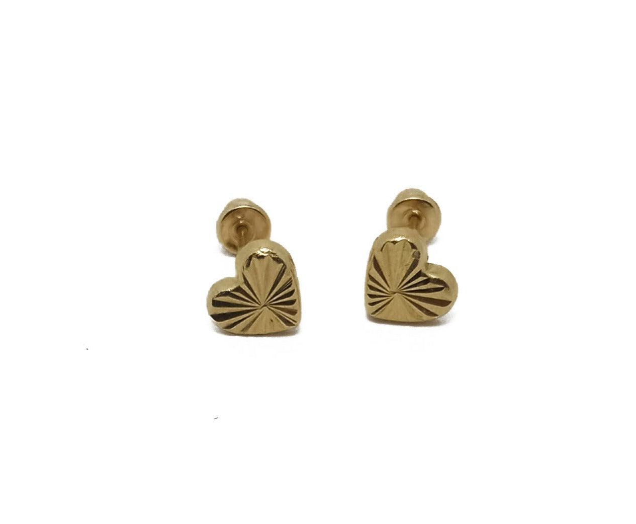 14K Yellow gold heart stud earrings