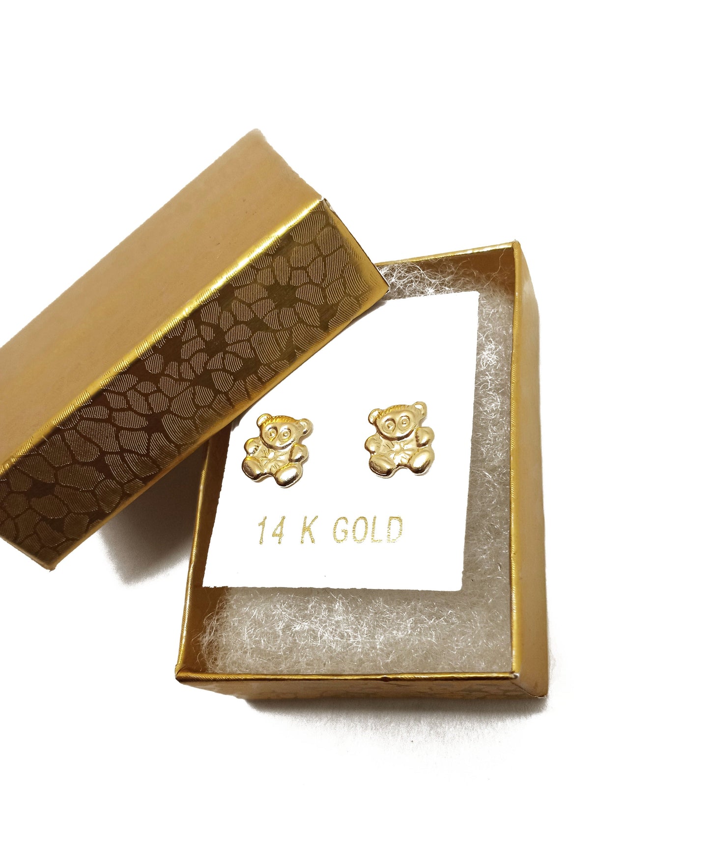 14K Yellow Gold Baby Bear Stud Earrings