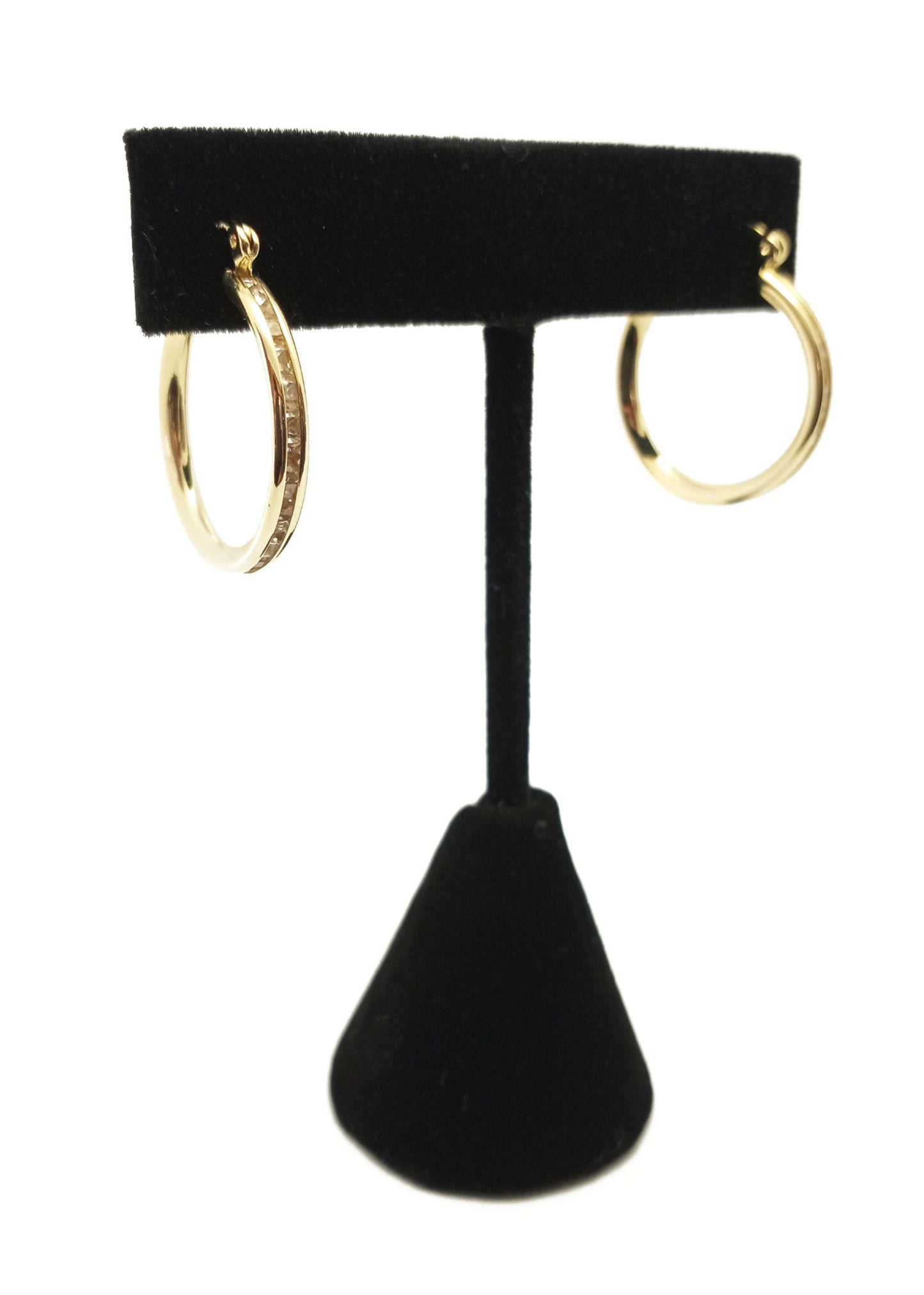 14K Yellow Gold Diamond Hoop Earrings