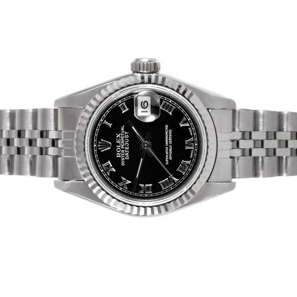 Rolex ladies datejust 69174 (s-s) black roman dial jubilee - Luxury Diaz