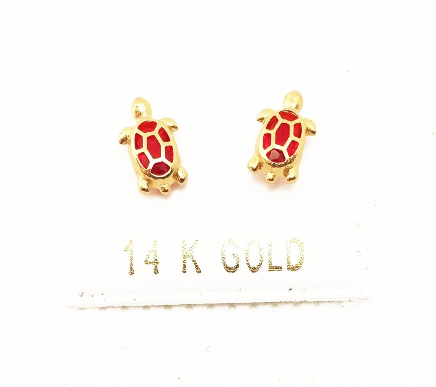 14K Yellow gold Turtle stud earrings