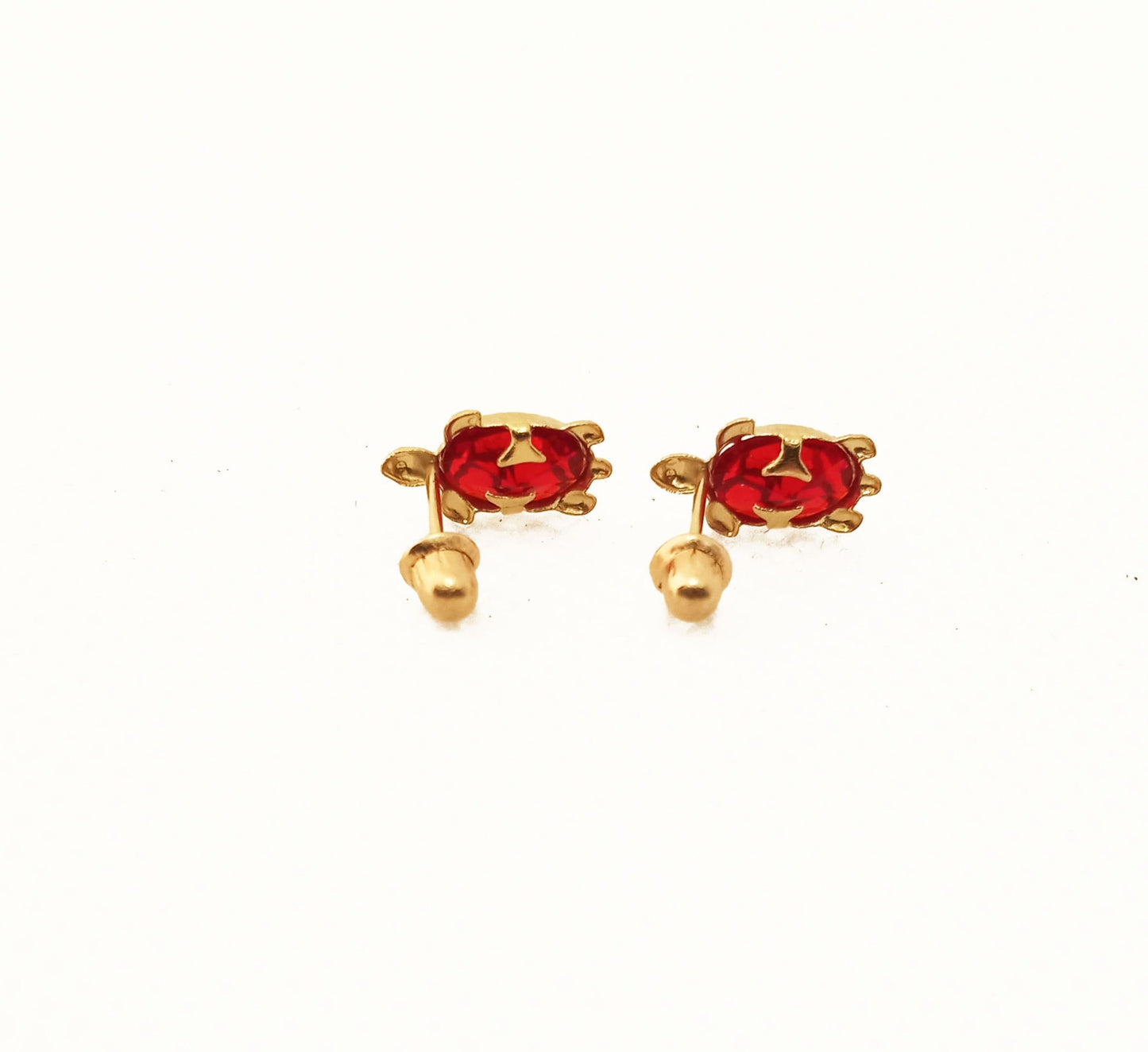 14K Yellow gold Turtle stud earrings