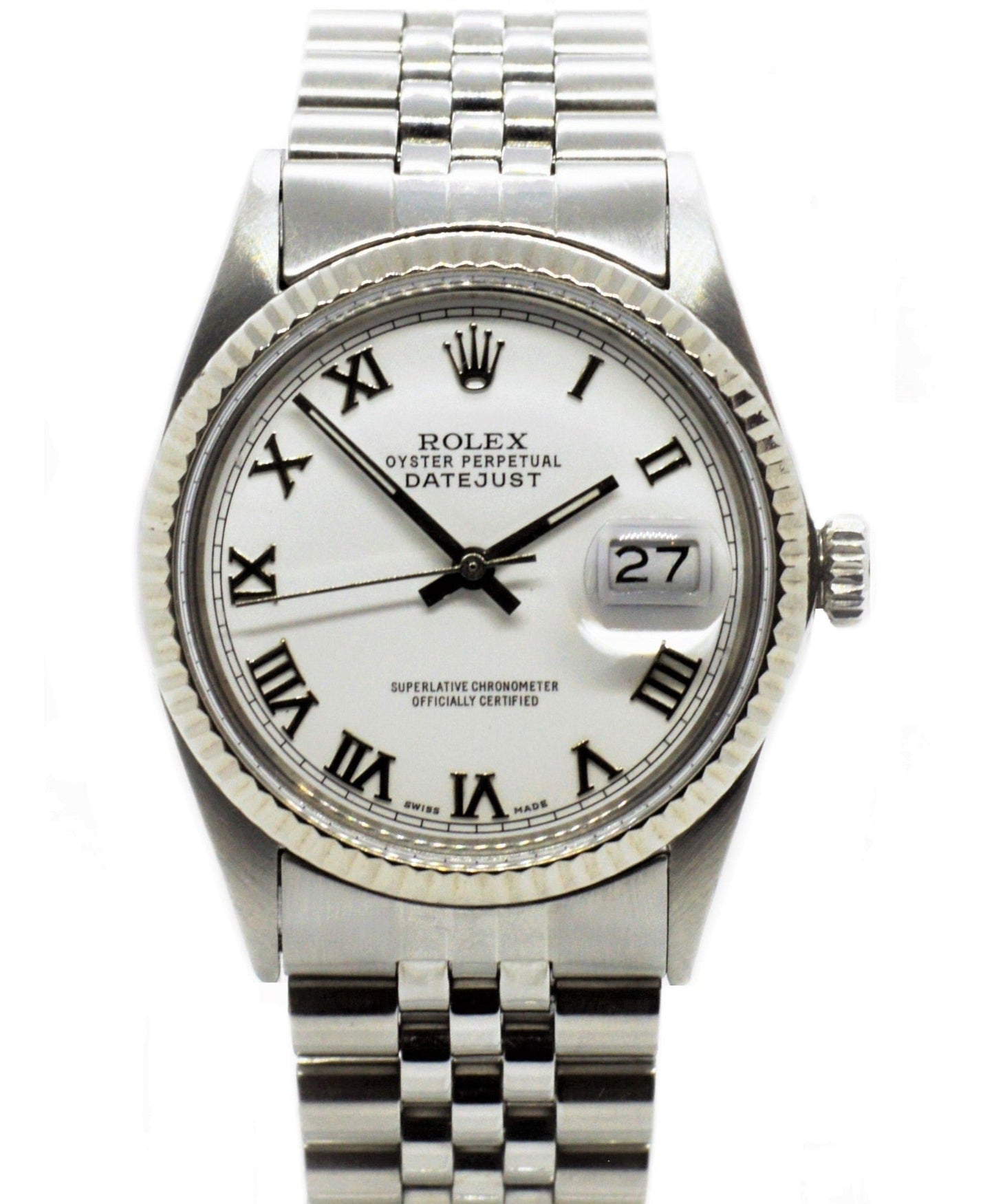 Rolex Mens 36mm Datejust 16014 Roman Numeral