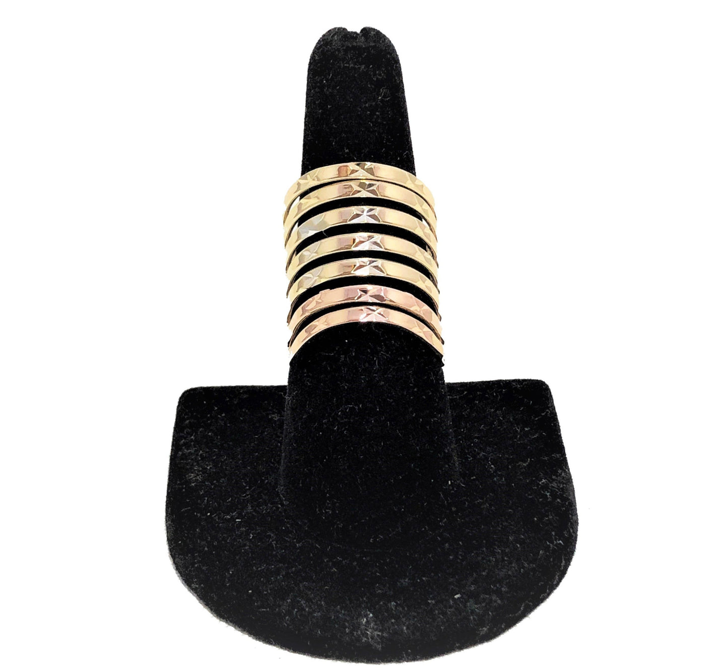 14k Ladies Yellow gold 6 roll Tri-Tone ring