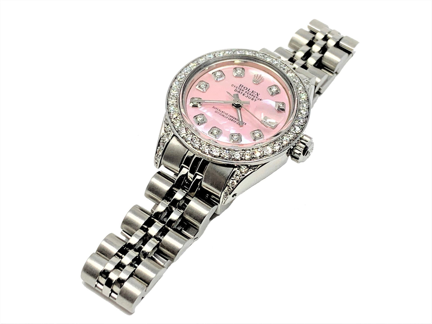 Rolex pre-owned ladies datejust 26mm 6917 Pink MOP diamond steel jubilee