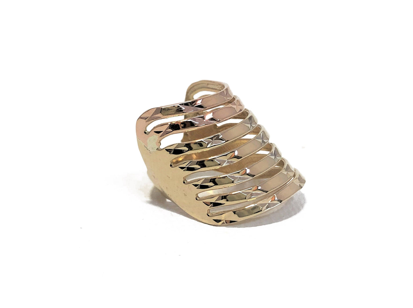 14k Ladies Yellow gold 6 roll Tri-Tone ring