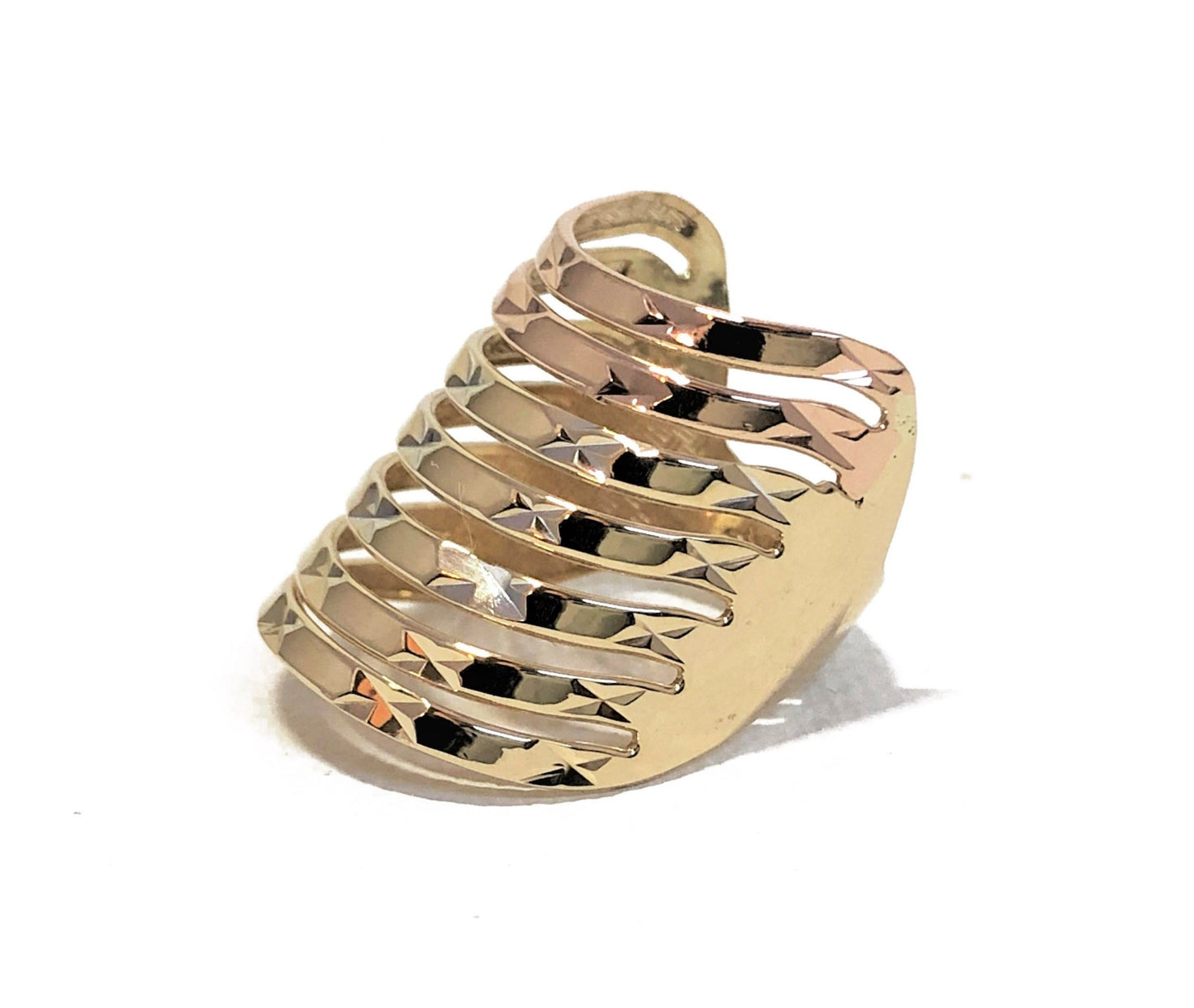 14k Ladies Yellow gold 6 roll Tri-Tone ring