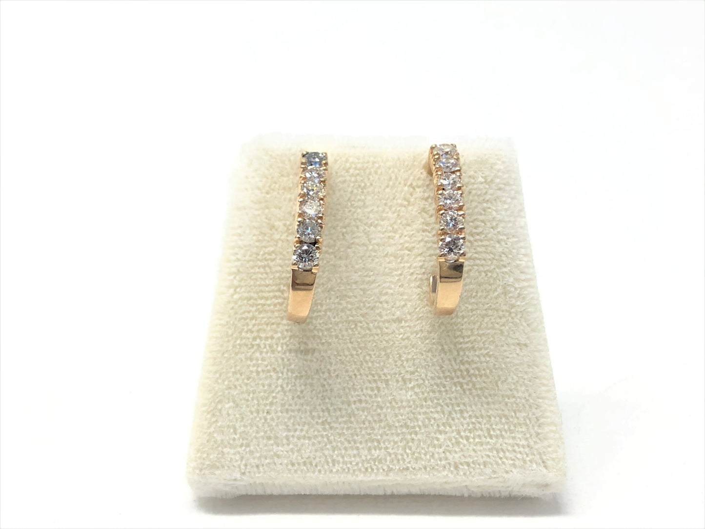 Ladies 14k yellow gold diamond j hoop earings - Luxury Diaz