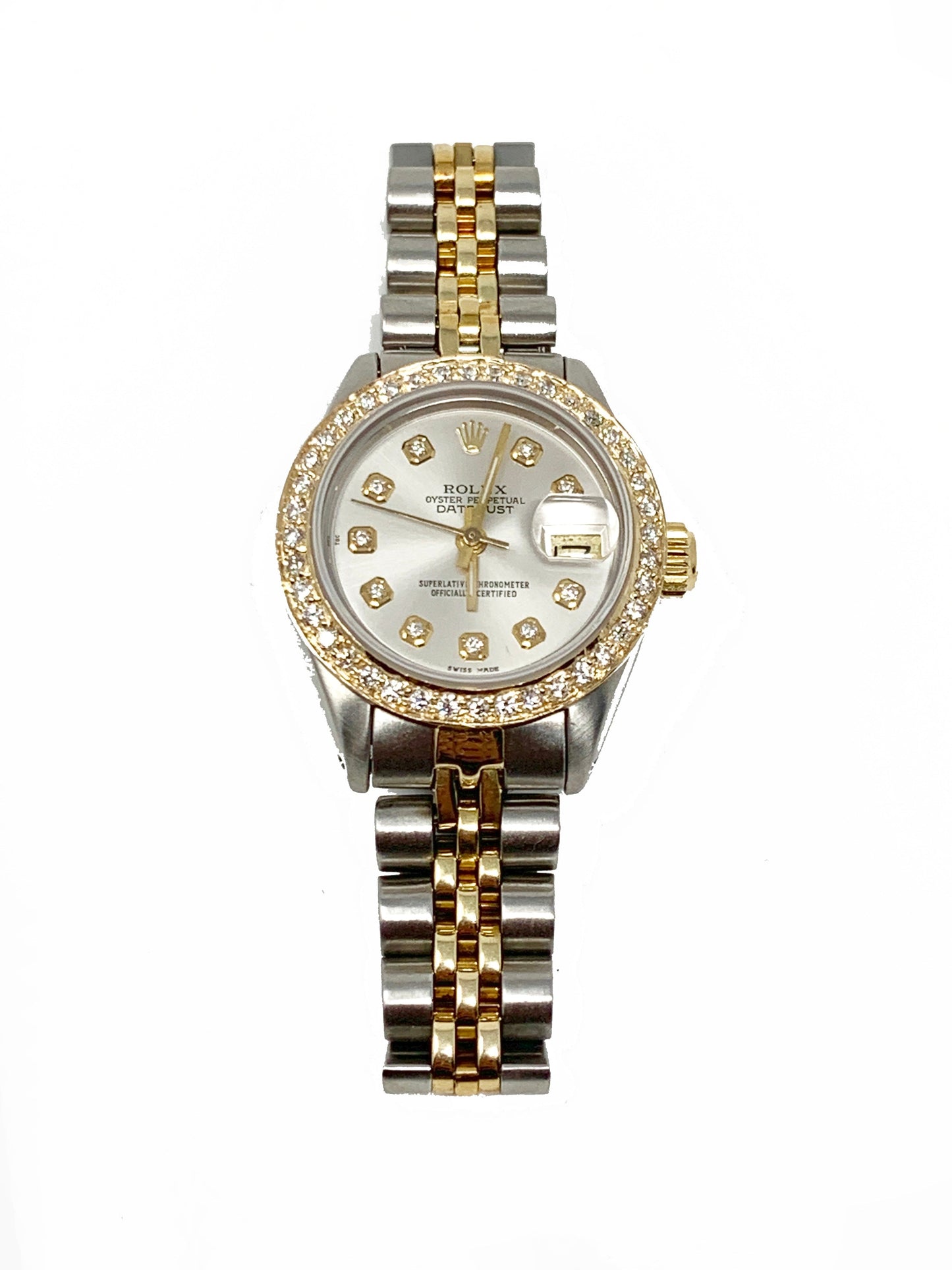 Rolex ladies datejust 6917 (T-T) silver diamond dial & yellow gold diamond bezel - Luxury Diaz