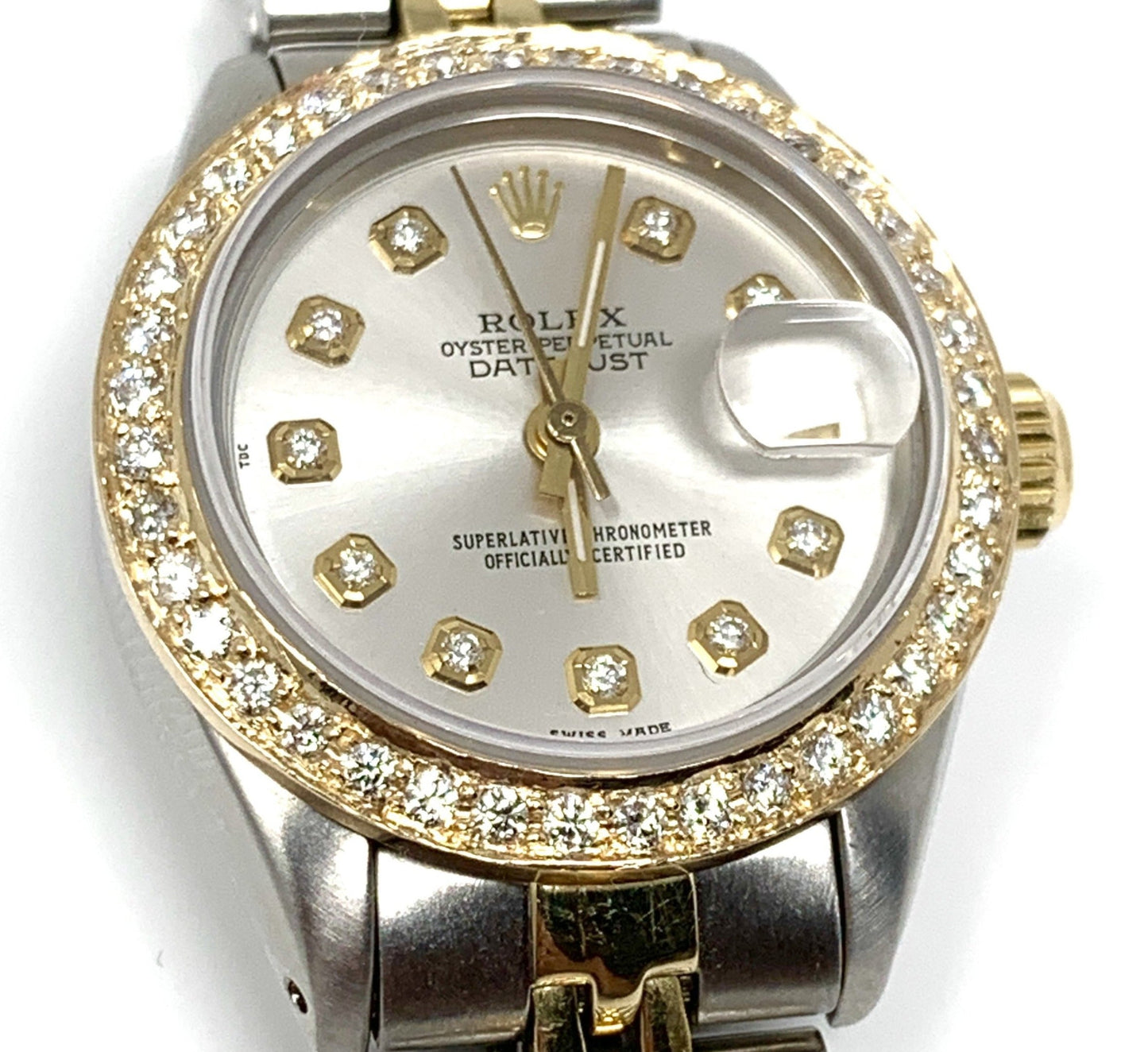 Rolex ladies datejust 6917 (T-T) silver diamond dial & yellow gold diamond bezel - Luxury Diaz