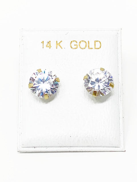 14K Yellow gold square ZC stud earrings