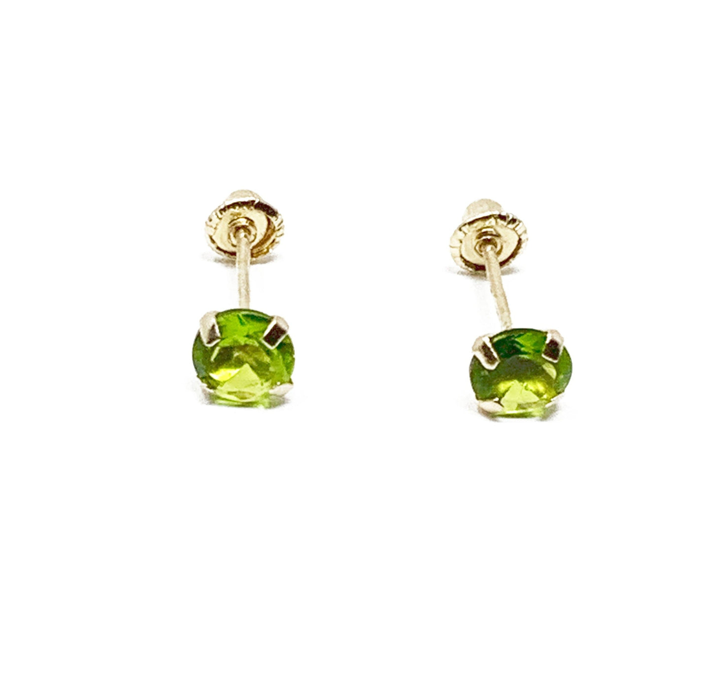 14K Yellow gold green ZC stud earrings