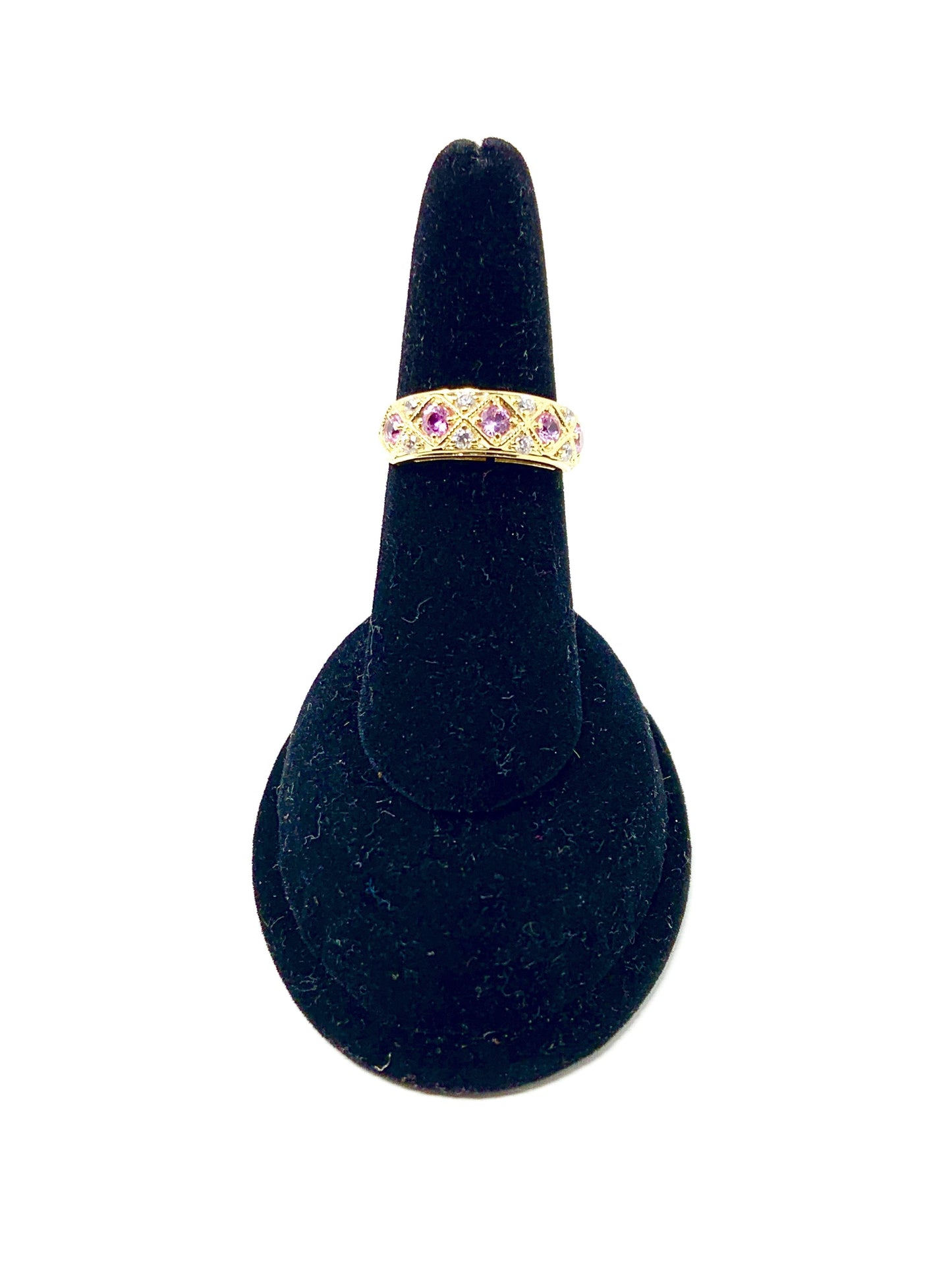 Ladies 14k yellow gold pink tourmaline stone & diamond ring - Luxury Diaz