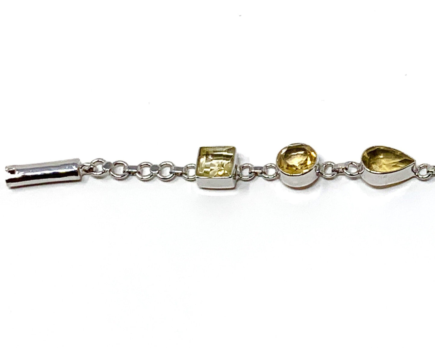 fashion ladies Six shape citrine & tourmaline stone, white gold plated bracelet - Luxury Diaz