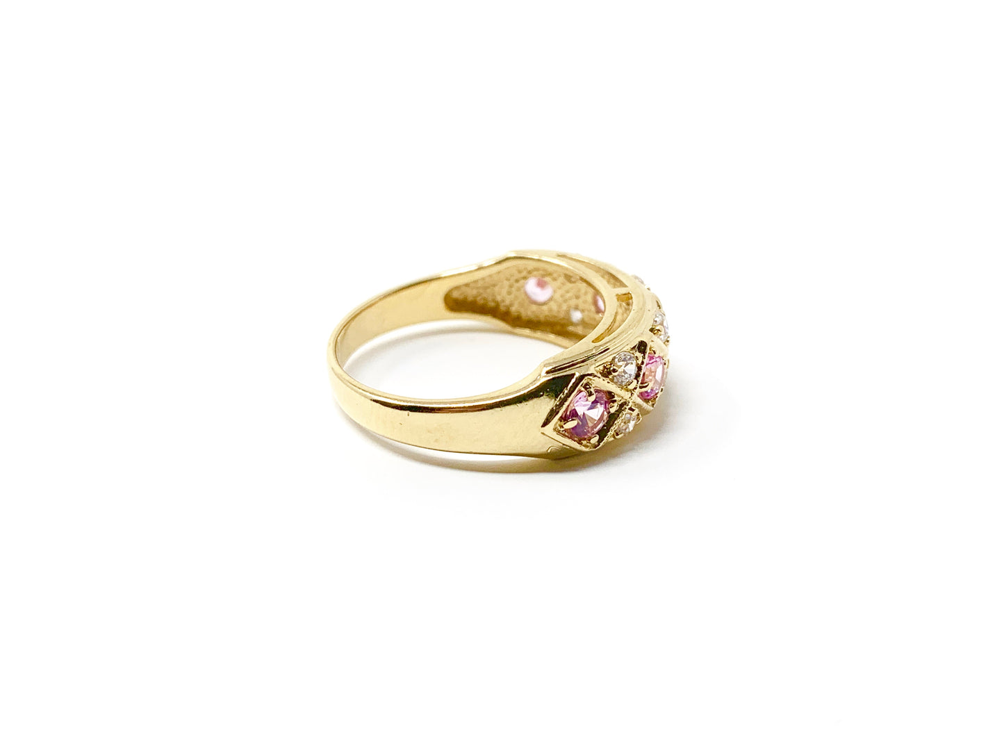 Ladies 14k yellow gold pink tourmaline stone & diamond ring - Luxury Diaz