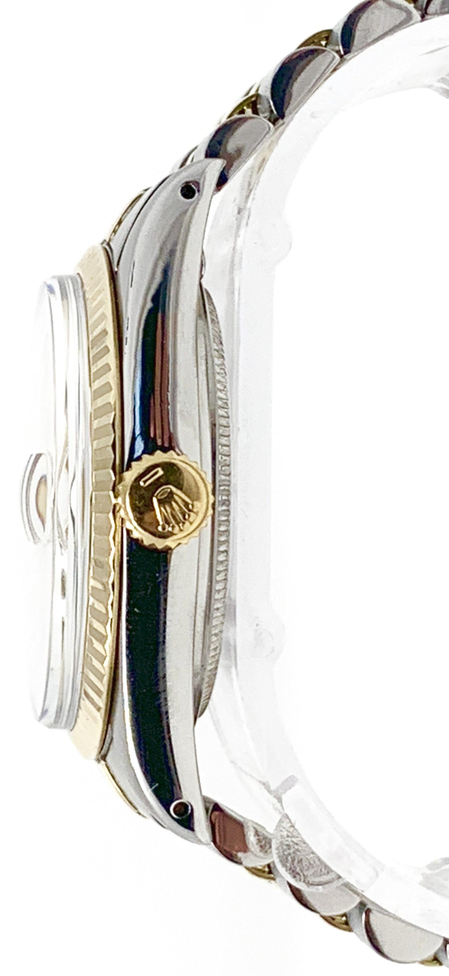Rolex mens datejust 16013 (T.T) champagne stick dial & yellow gold fluted bezel - Luxury Diaz