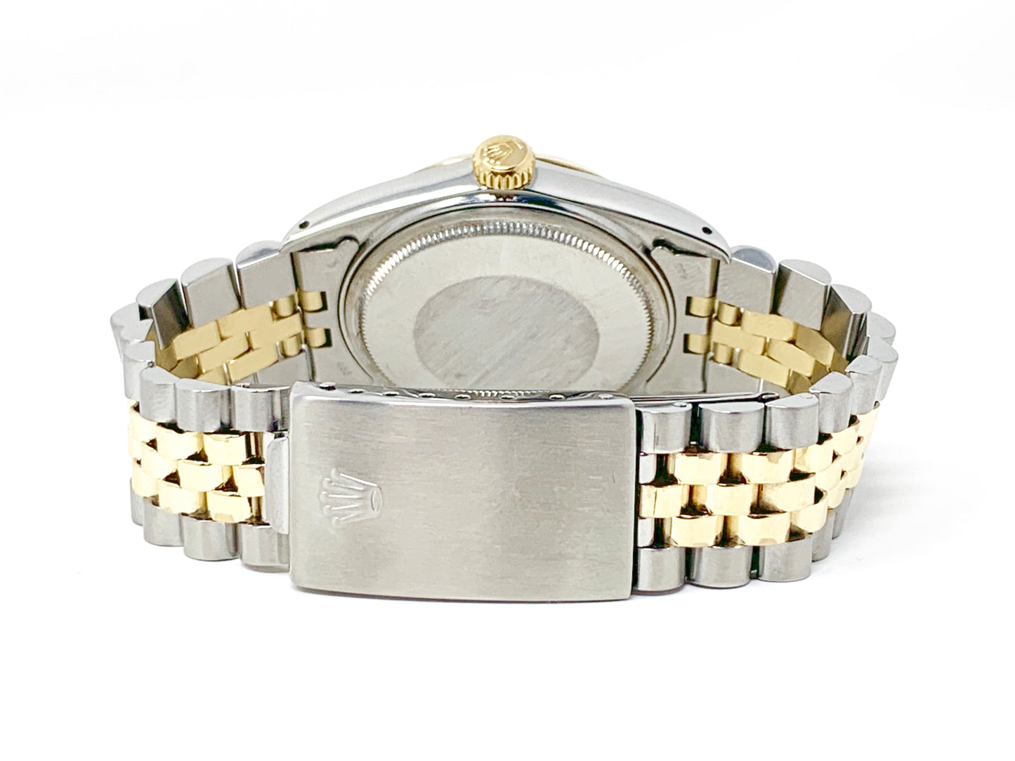 Rolex mens datejust 16013 (T.T) champagne stick dial & yellow gold fluted bezel - Luxury Diaz