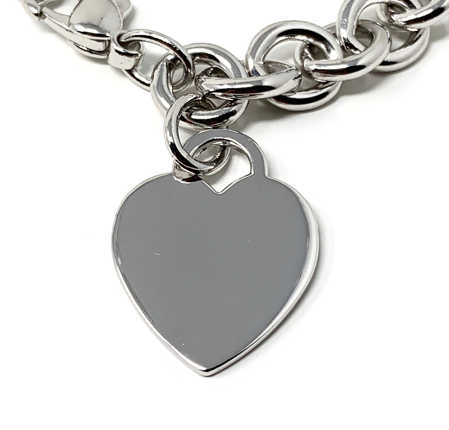 Tiffany&co ladies .925 silver white gold plated heart bracelet - Luxury Diaz