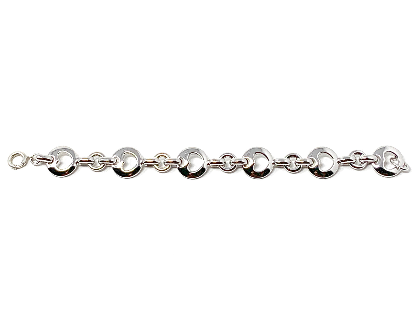 Tiffany&Co .925 Silver ladies open Heart Cut white gold plated bracelet - Luxury Diaz