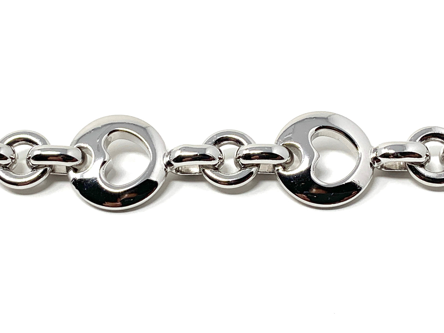 Tiffany&Co .925 Silver ladies open Heart Cut white gold plated bracelet - Luxury Diaz