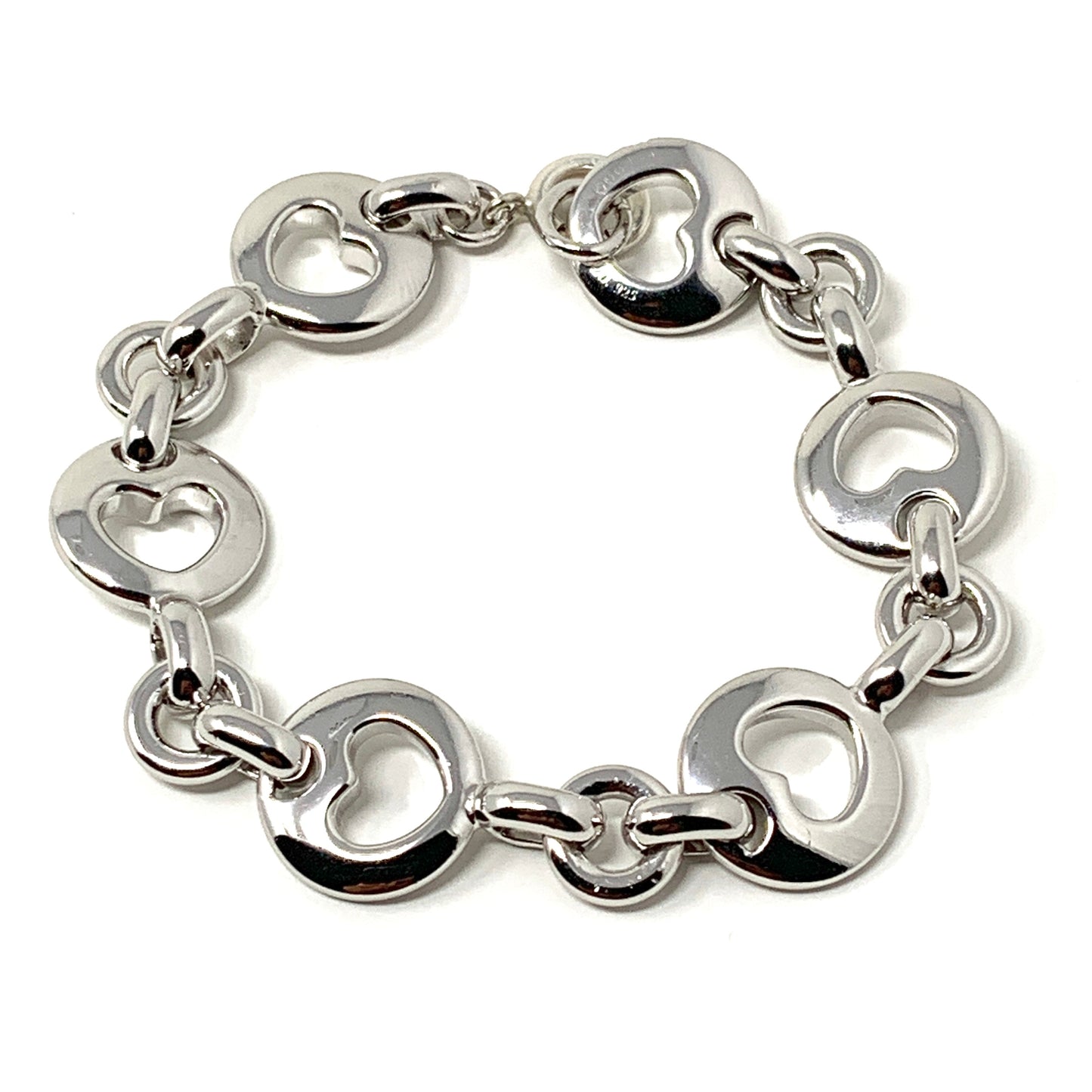 Tiffany&Co .925 Silver ladies open Heart Cut white gold plated bracelet - Luxury Diaz