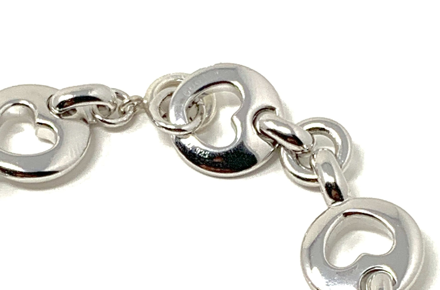 Tiffany&Co .925 Silver ladies open Heart Cut white gold plated bracelet - Luxury Diaz