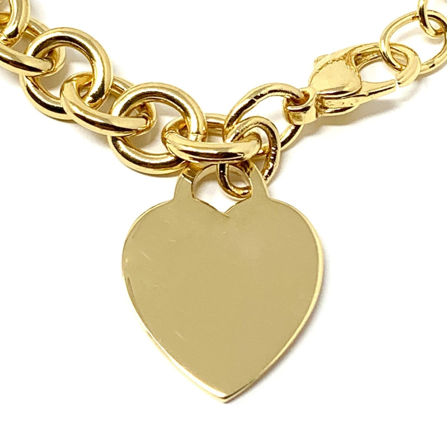 Tiffany&Co. 925 Silver Heart Charm Yellow Gold-Plated Bracelet