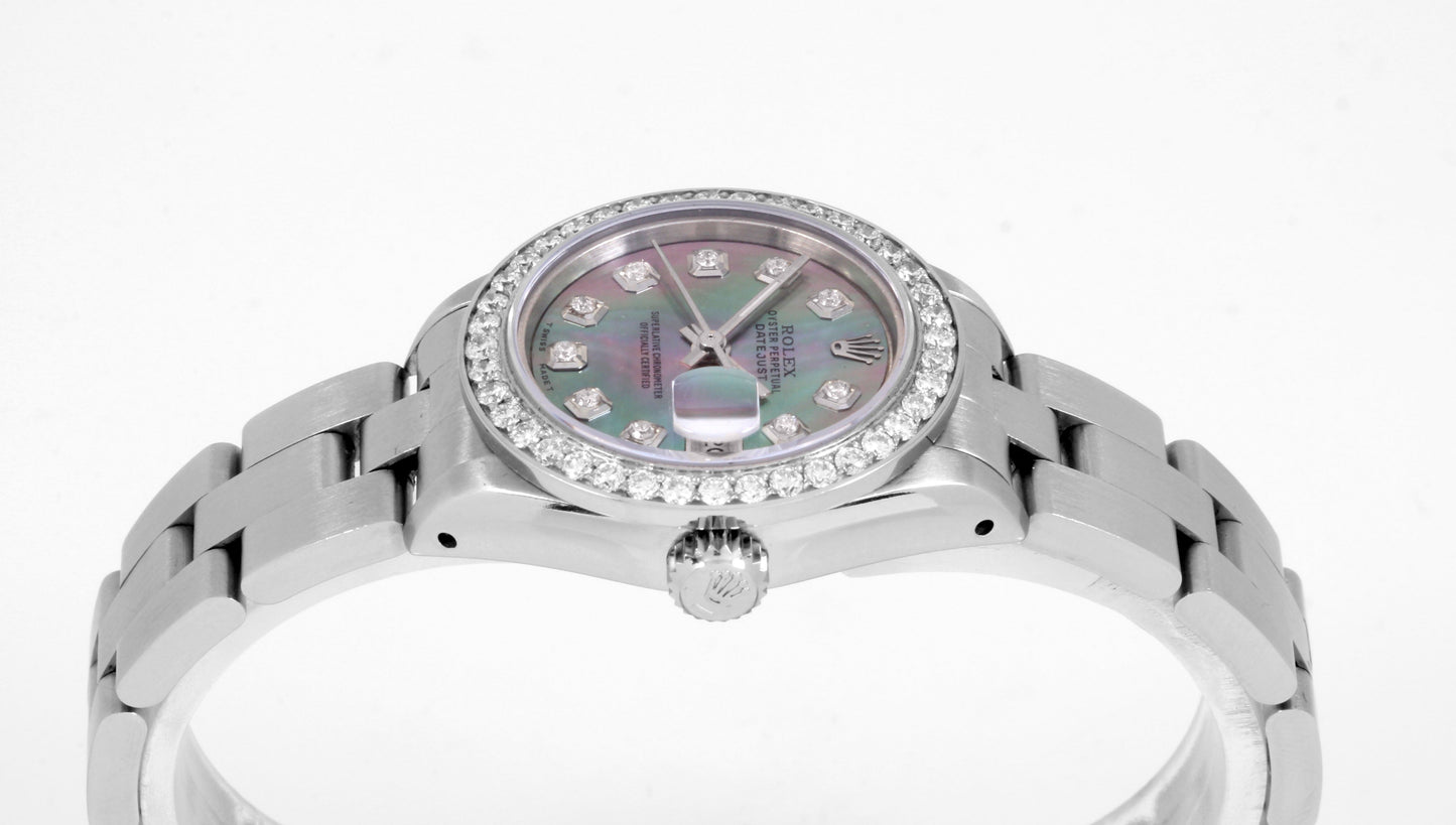 Rolex Ladies 26mm Datejust 6919 Black MOP diamond Oyster