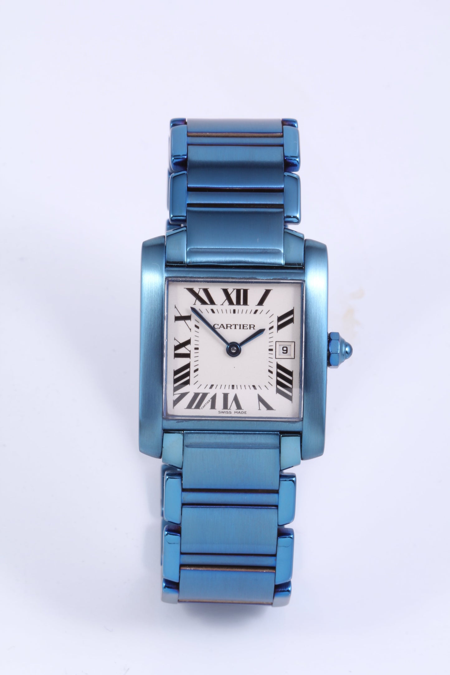 CARTIER Tank francaise MM W51011Q3 PVD Blue