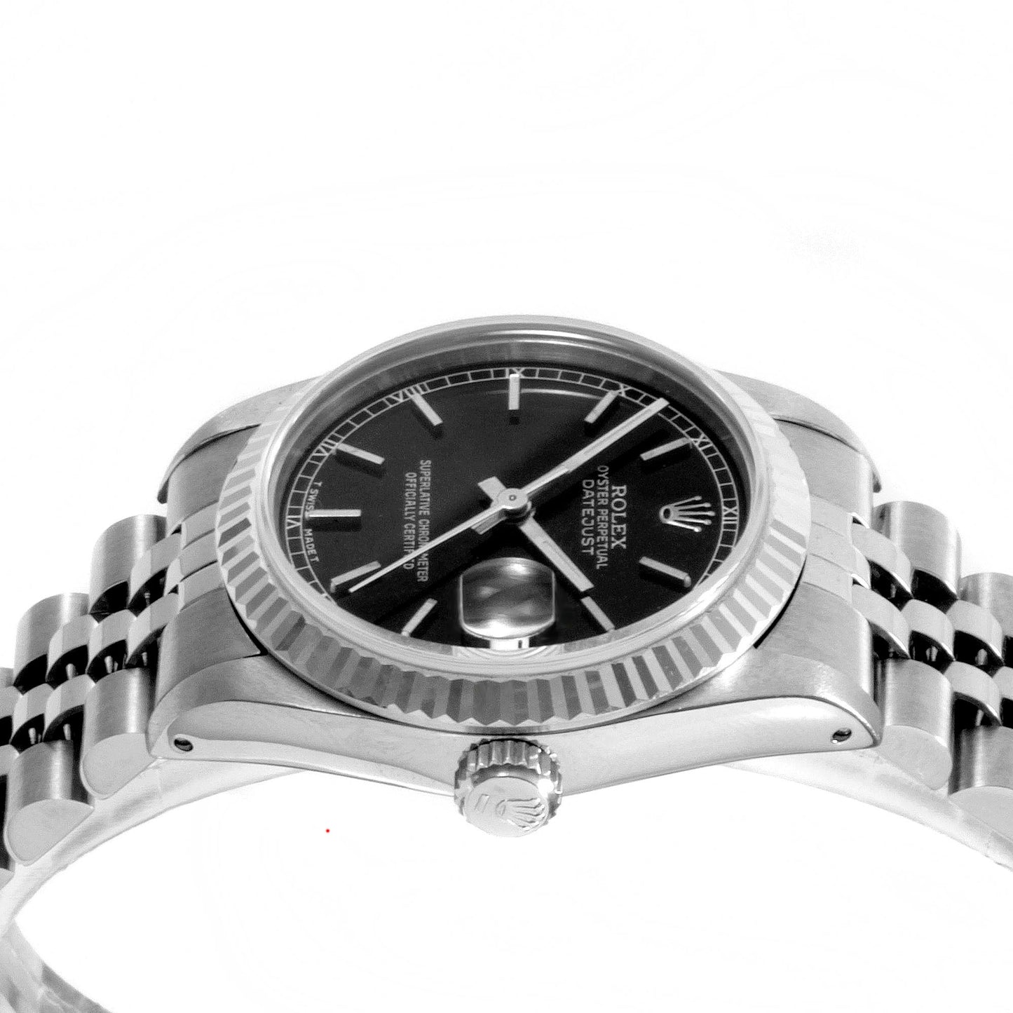 Rolex Ladies 31mm Datejust 68274 Black stick fluted.