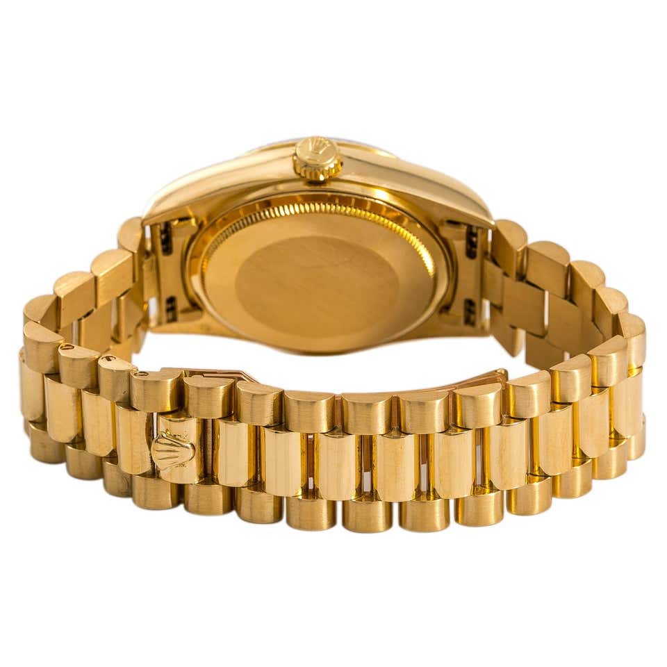 Rolex mens president 18038 (day-date) 18k yellow gold black stick dial - Luxury Diaz