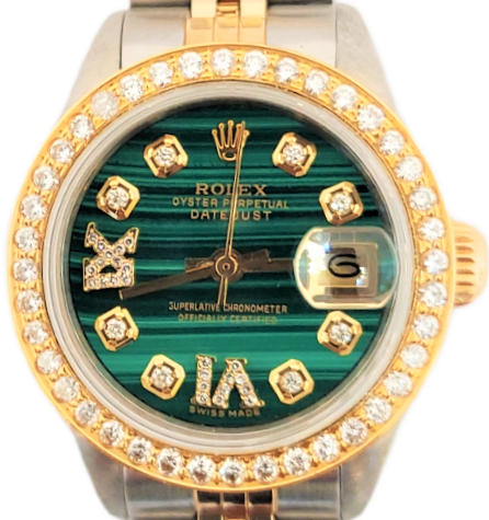 Rolex Ladies Datejust 26mm 6917 Malachite diamond roman jubilee