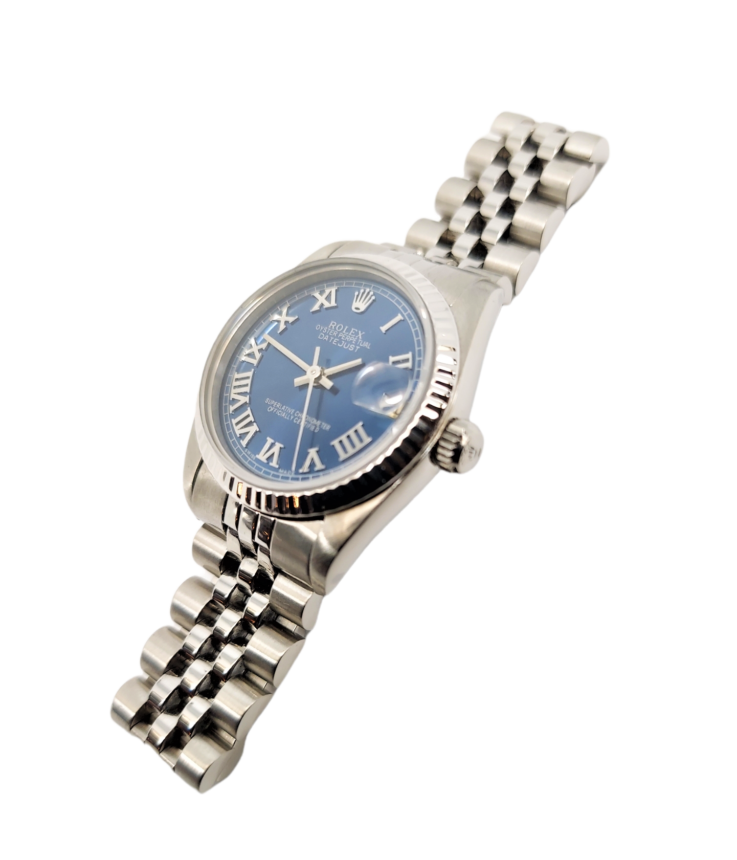 Rolex Ladies 31mm Datejust 68274 Blue Roman Numeral jubilee